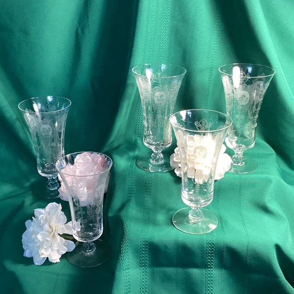 5 - Ice Tea Glasses Minuet by Heisey - Picture 4 of 8